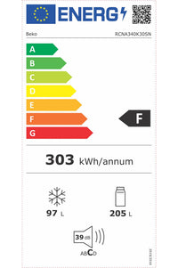 Réfrigérateur avec congélateur BEKO RCNA340K30SN