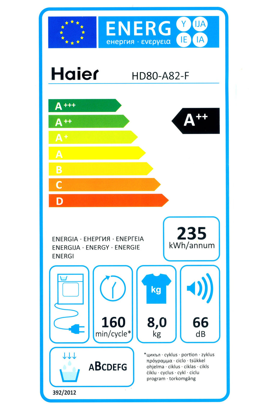 Seche-linge pompe à chaleur HAIER HD80-A82-F
