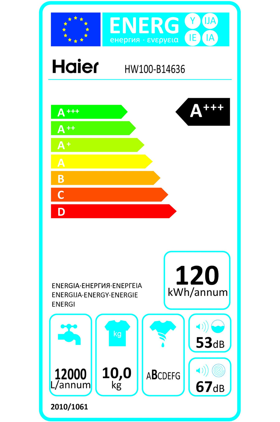 Lave-linge hublot HAIER HW100-B14636