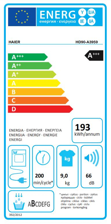 Seche-linge pompe à chaleur HAIER HD90-A3959