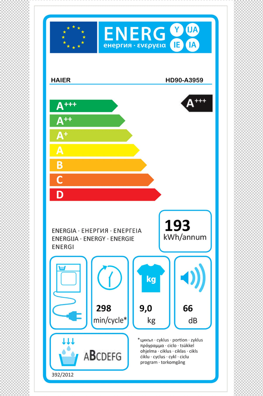 Seche-linge pompe à chaleur HAIER HD90-A3959R
