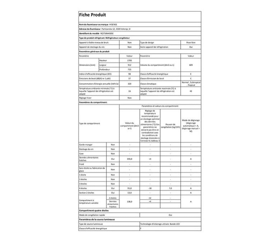 Réfrigérateur multi-portes HISENSE RQ758N4SBSE