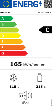 Réfrigérateur avec congélateur HISENSE RB3K330SAIC