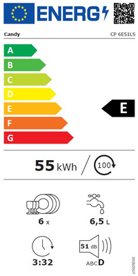 Lave-vaisselle Pose Libre 6 couverts Neuf CANDY CP6E51LS
