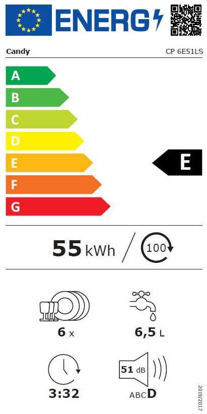 Lave-vaisselle Pose Libre 6 couverts Neuf CANDY CP6E51LS