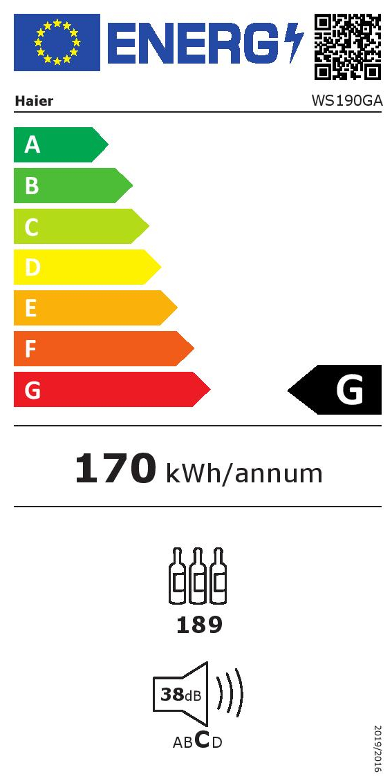 Cave à Vin De Vieillissement 189 bouteilles Reconditionné HAIER WS190GA