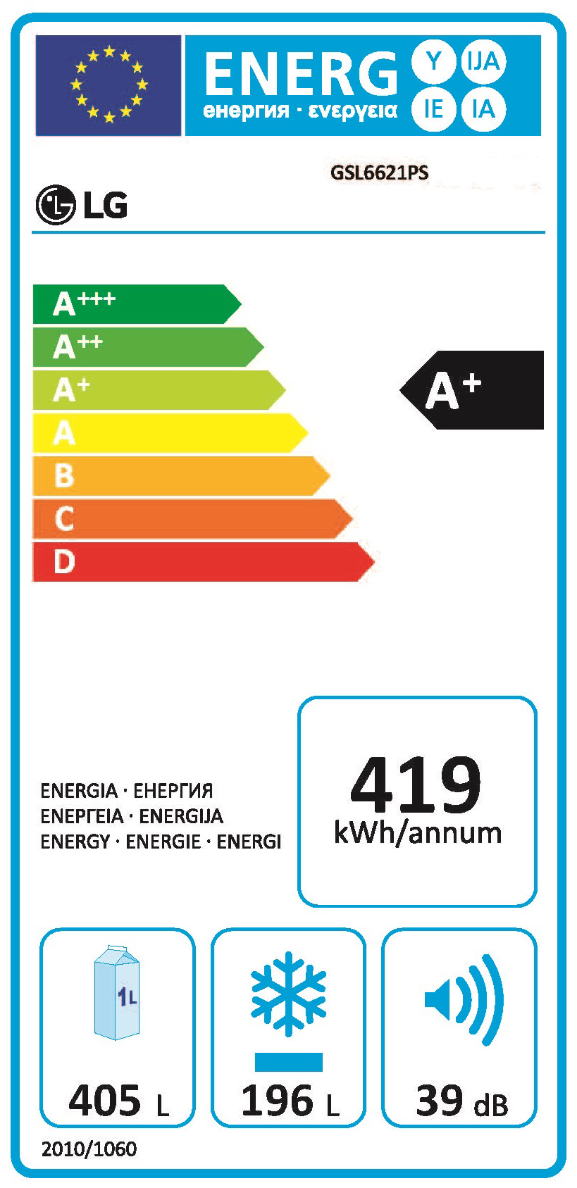 Réfrigérateur Américain 601 Litres Reconditionné LG GSL6621PS