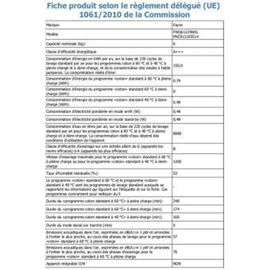 Lave-linge top FAURE FWQ61229WD