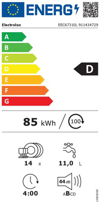 Lave-vaisselle Encastrable 14 couverts Reconditionné ELECTROLUX EEC67310L