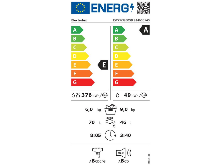 Lave-linge sechant ELECTROLUX EW7W3930SB