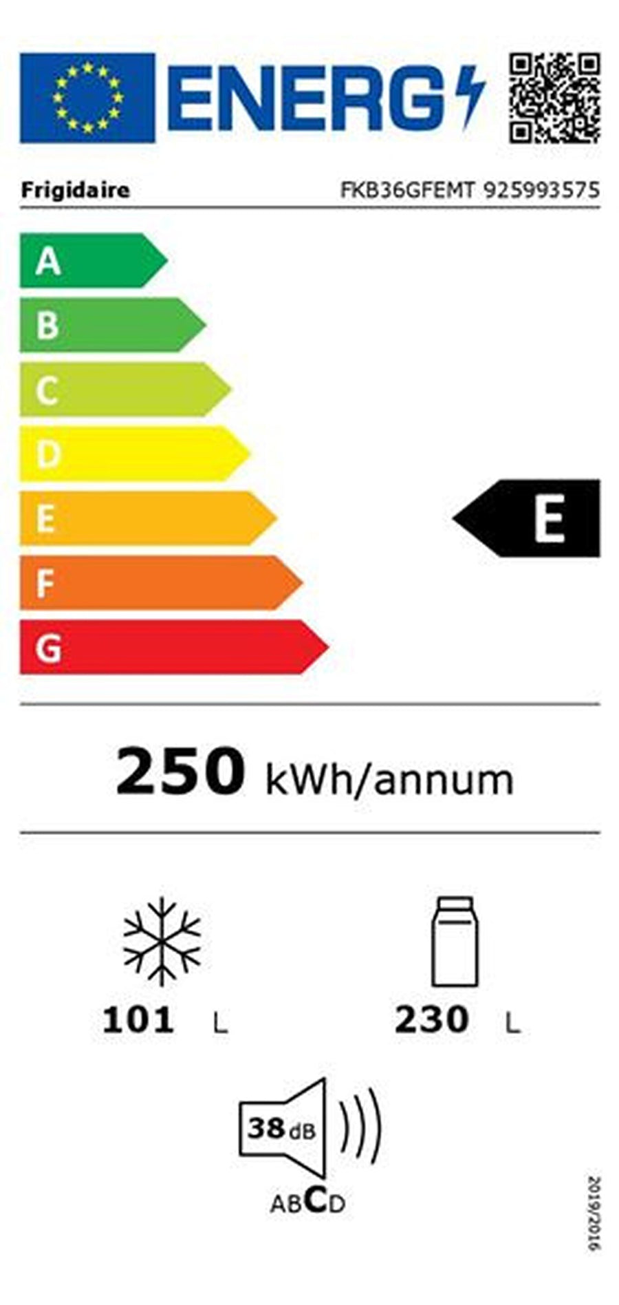 Réfrigérateur avec congélateur FRIGIDAIRE FKB36GFEMT
