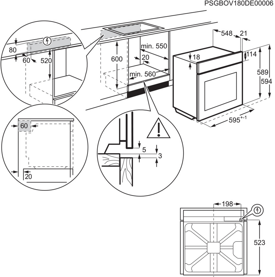 Four chaleur tournante ELECTROLUX EOC6P67WX