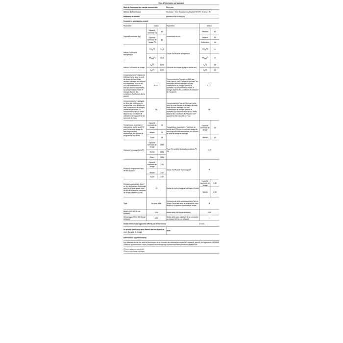 Lave-linge sechant ELECTROLUX EWW8416DB