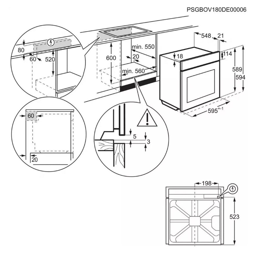 Four Chaleur Tournante 72 L Reconditionné ELECTROLUX EOE7P12Z