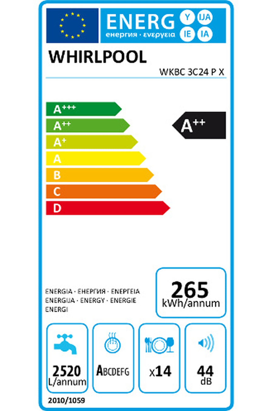 Lave-vaisselle encastrable WHIRLPOOL WKBC3C24PX