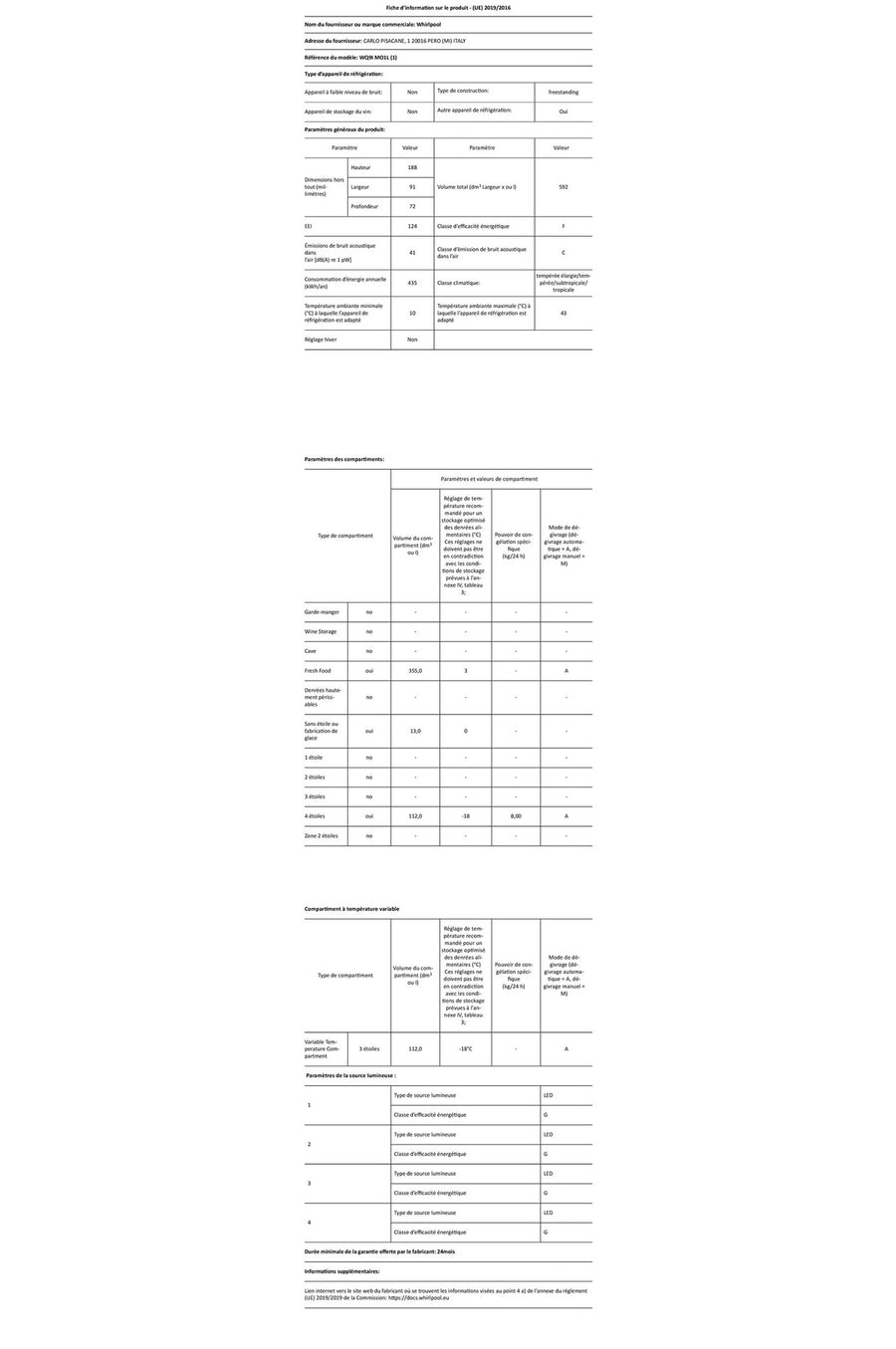 Réfrigérateur multi-portes WHIRLPOOL WQ9IMO1L