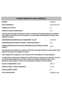 Lave-vaisselle encastrable WHIRLPOOL WCIO3T341PES