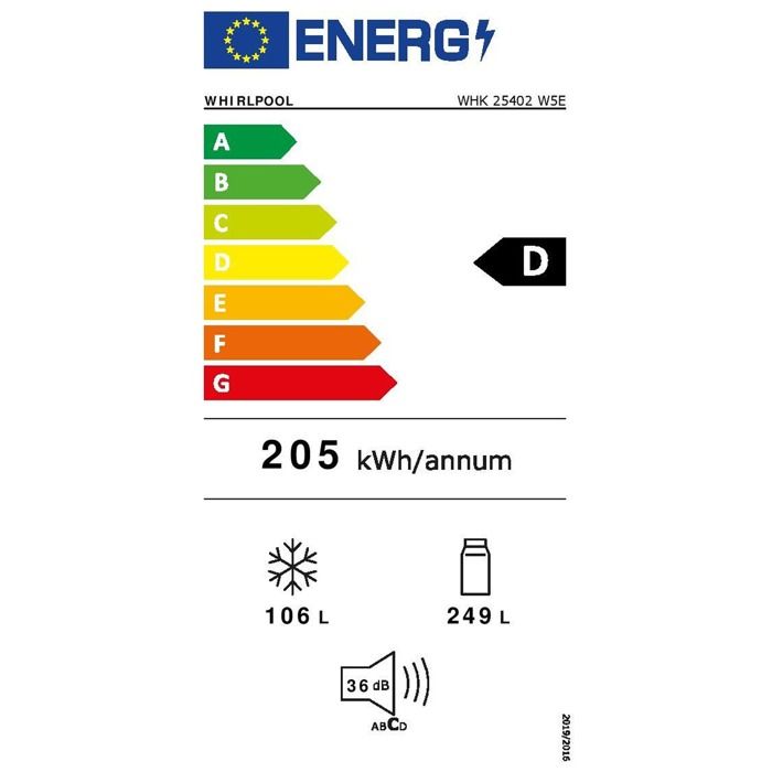 Réfrigérateur avec congélateur WHIRLPOOL WHK25402W5E