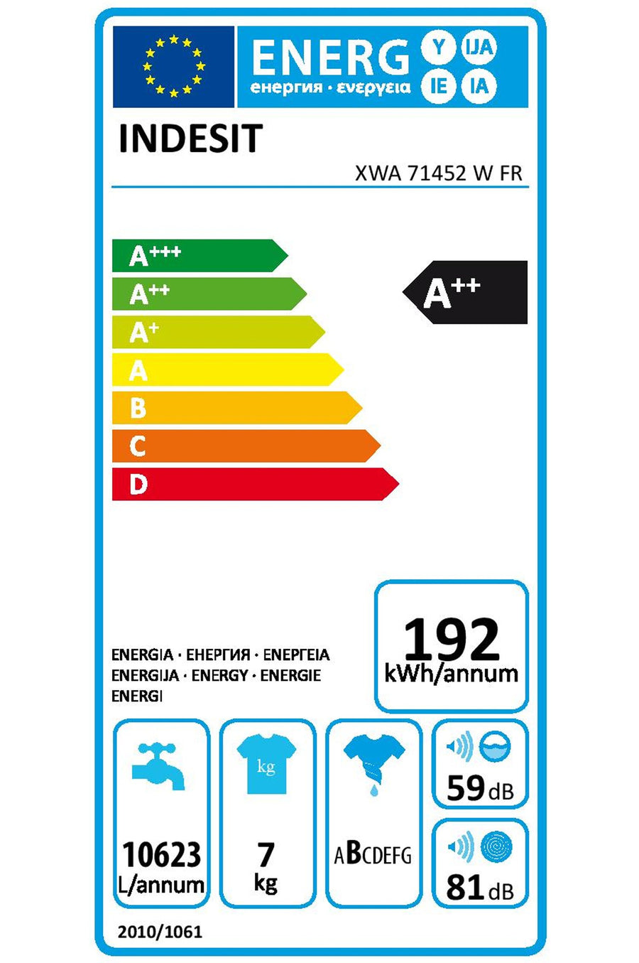 Lave-linge sechant INDESIT XWA 71452 W FR