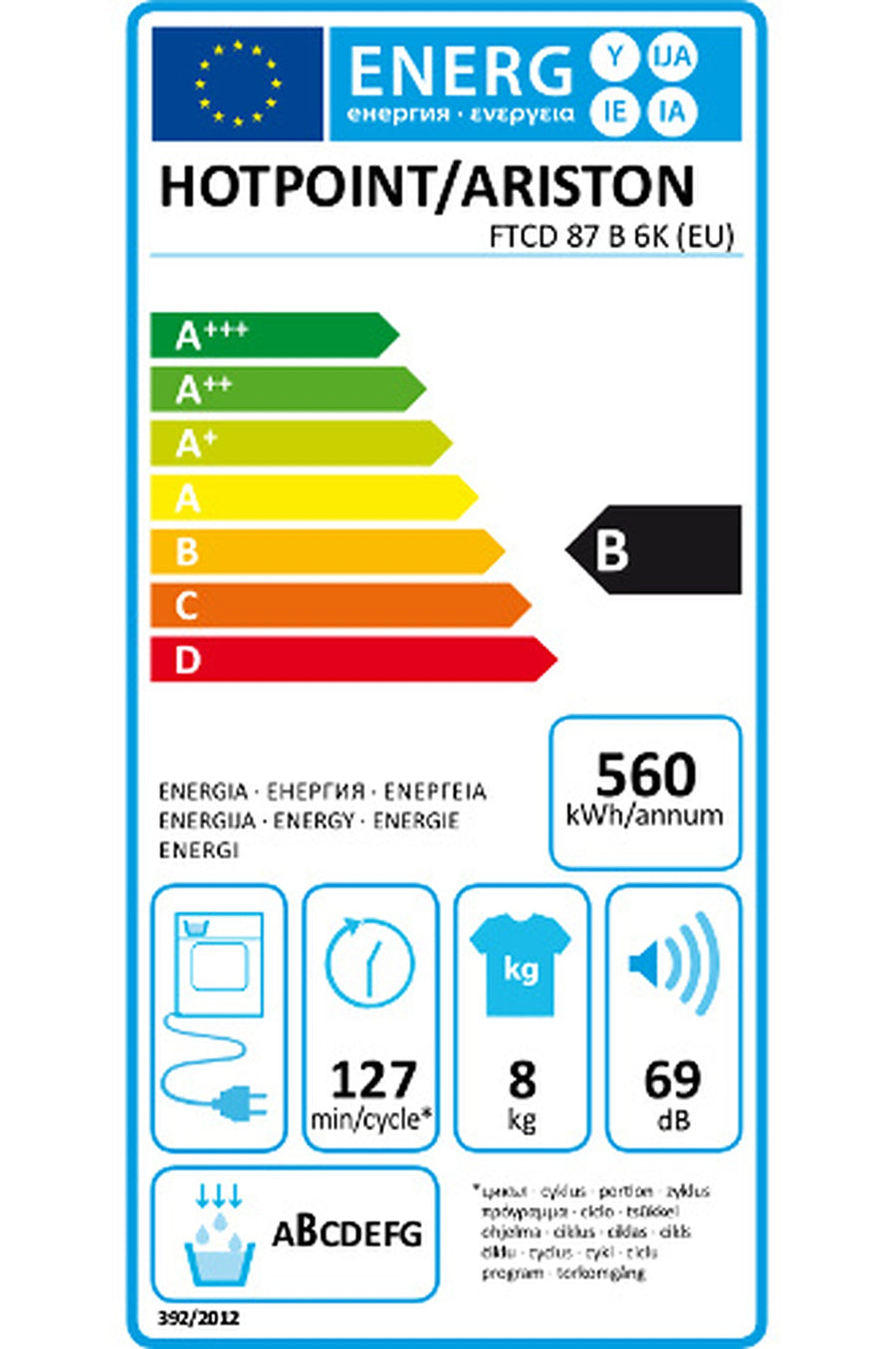 Seche-linge à condensation ARISTON FTCD-87-B-6K-EU