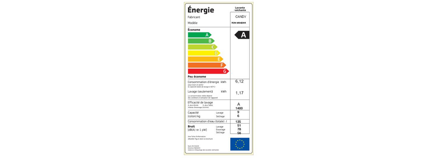 Lave-linge sechant CANDY ROW4964DXH/1-S