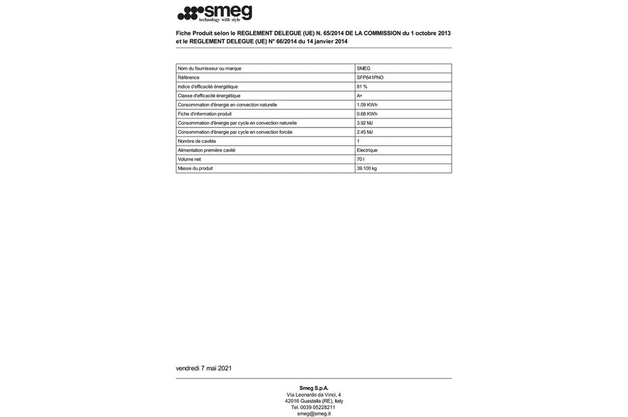 Four chaleur tournante SMEG SFP641PNO