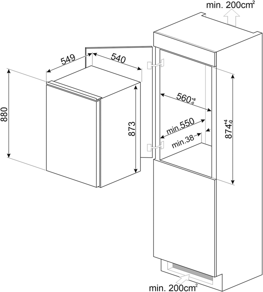 Réfrigérateur compact SMEG S4C092D