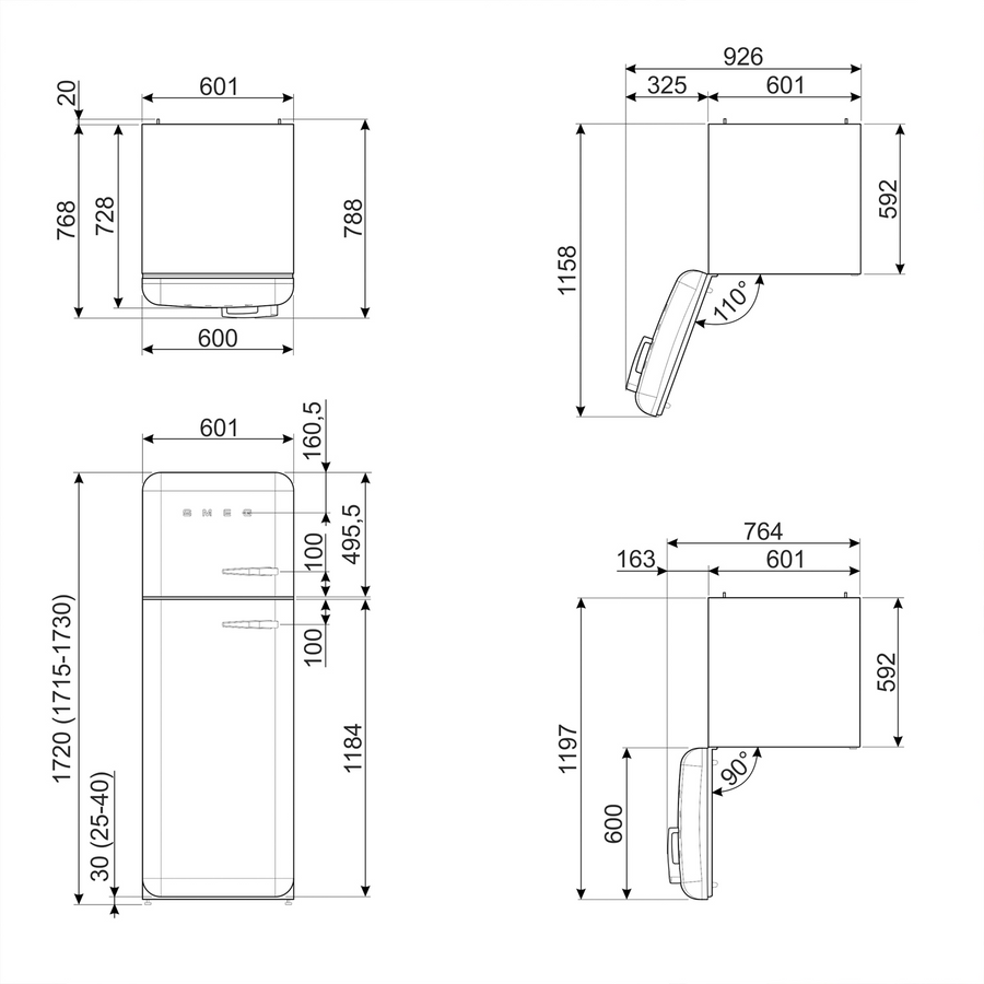 Réfrigérateur avec congélateur SMEG FAB30LBL6