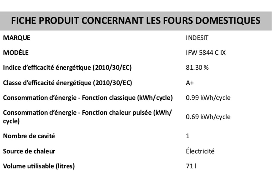 Four chaleur tournante INDESIT IFW 5844 C IX