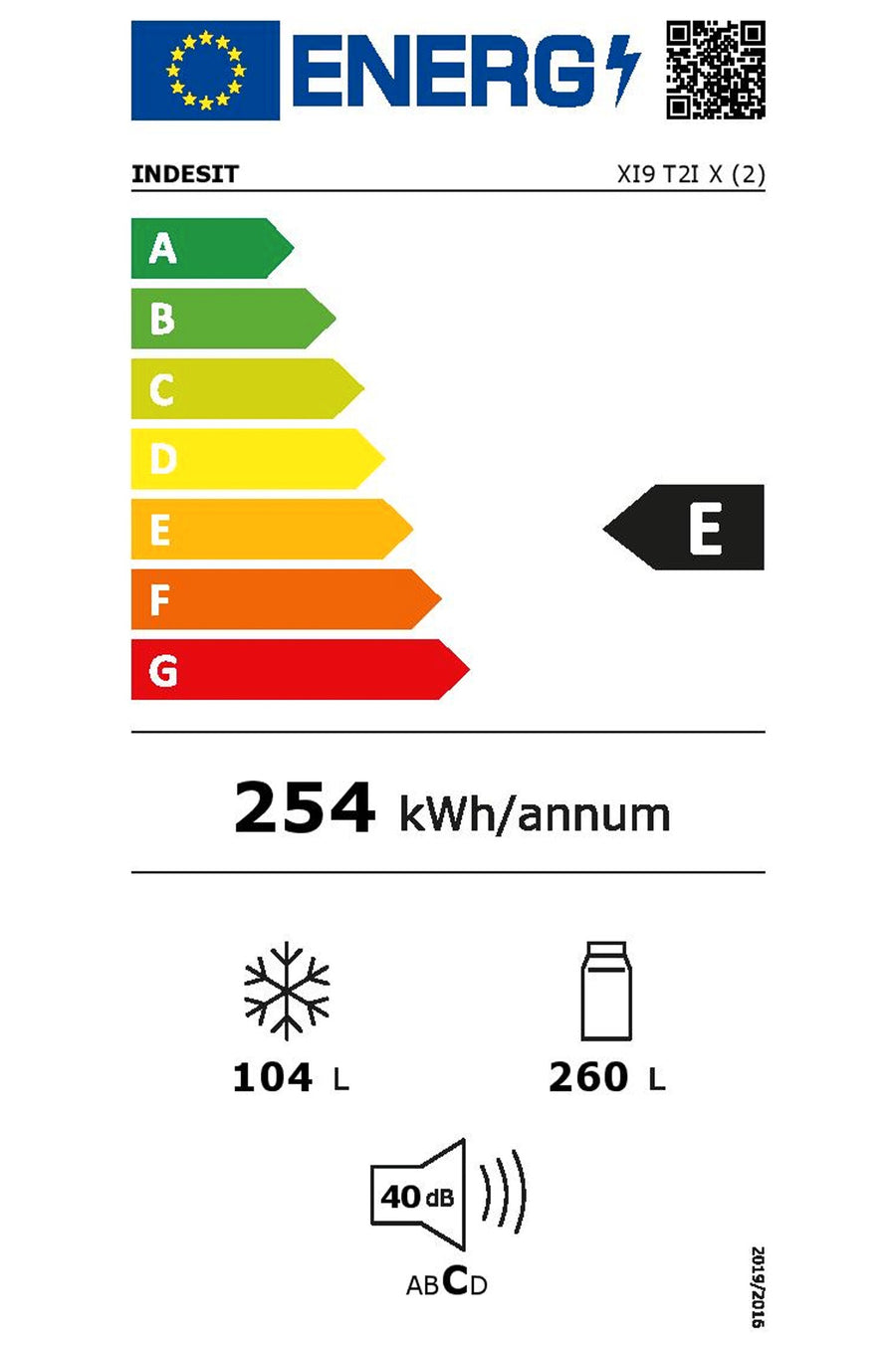 Réfrigérateur avec congélateur INDESIT XI9 T2I X
