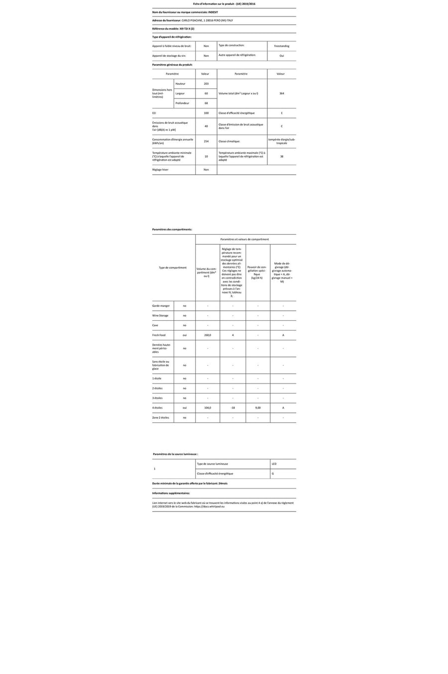 Réfrigérateur avec congélateur INDESIT XI9 T2I X