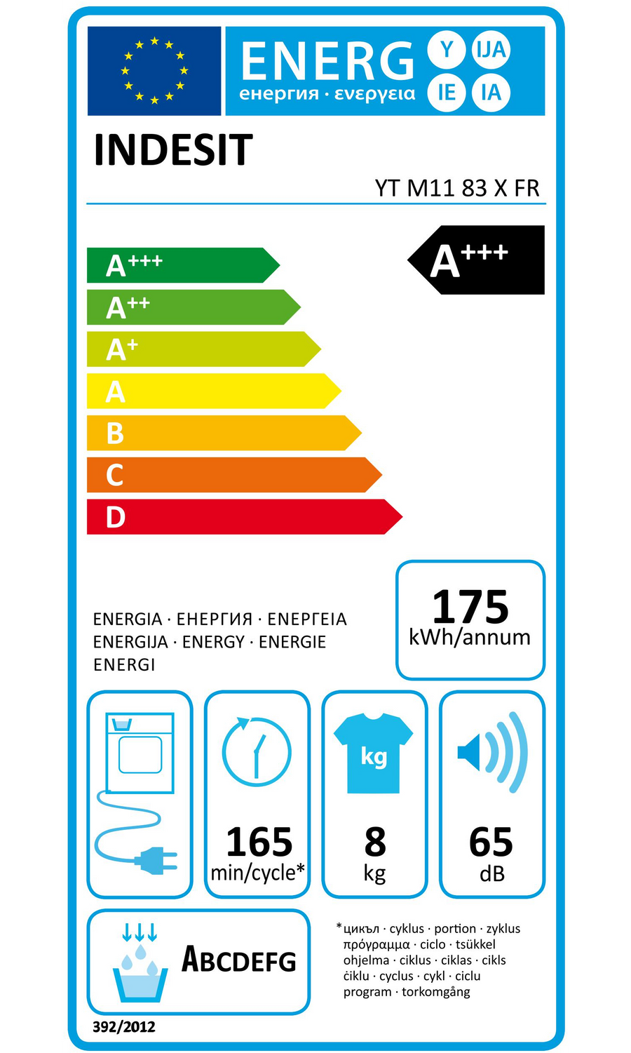 Seche-linge pompe à chaleur INDESIT YTM1183XFR