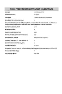 Réfrigérateur avec congélateur HOTPOINT HA70BI31S