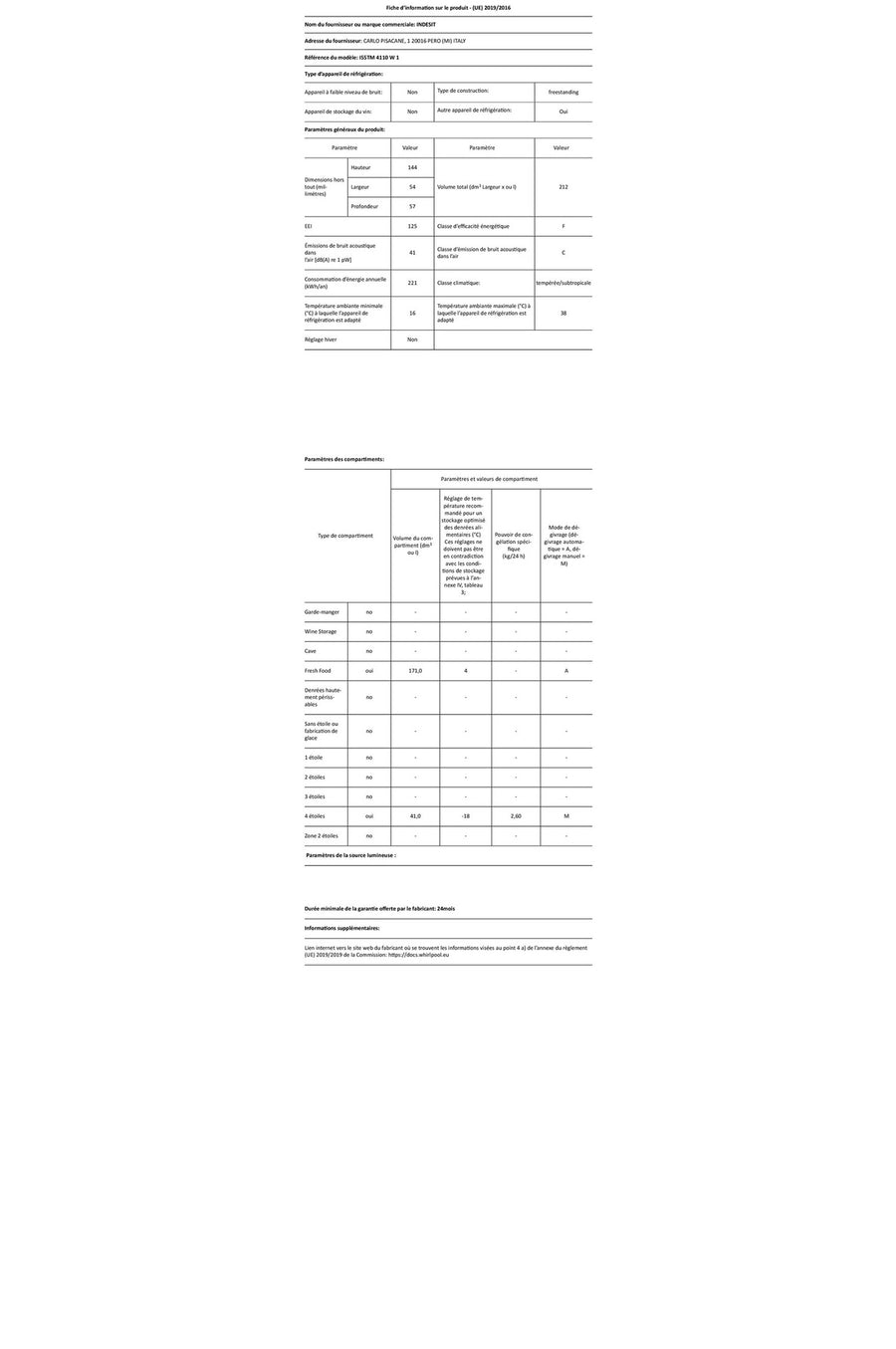 Réfrigérateur avec congélateur INDESIT I55TM4110W1