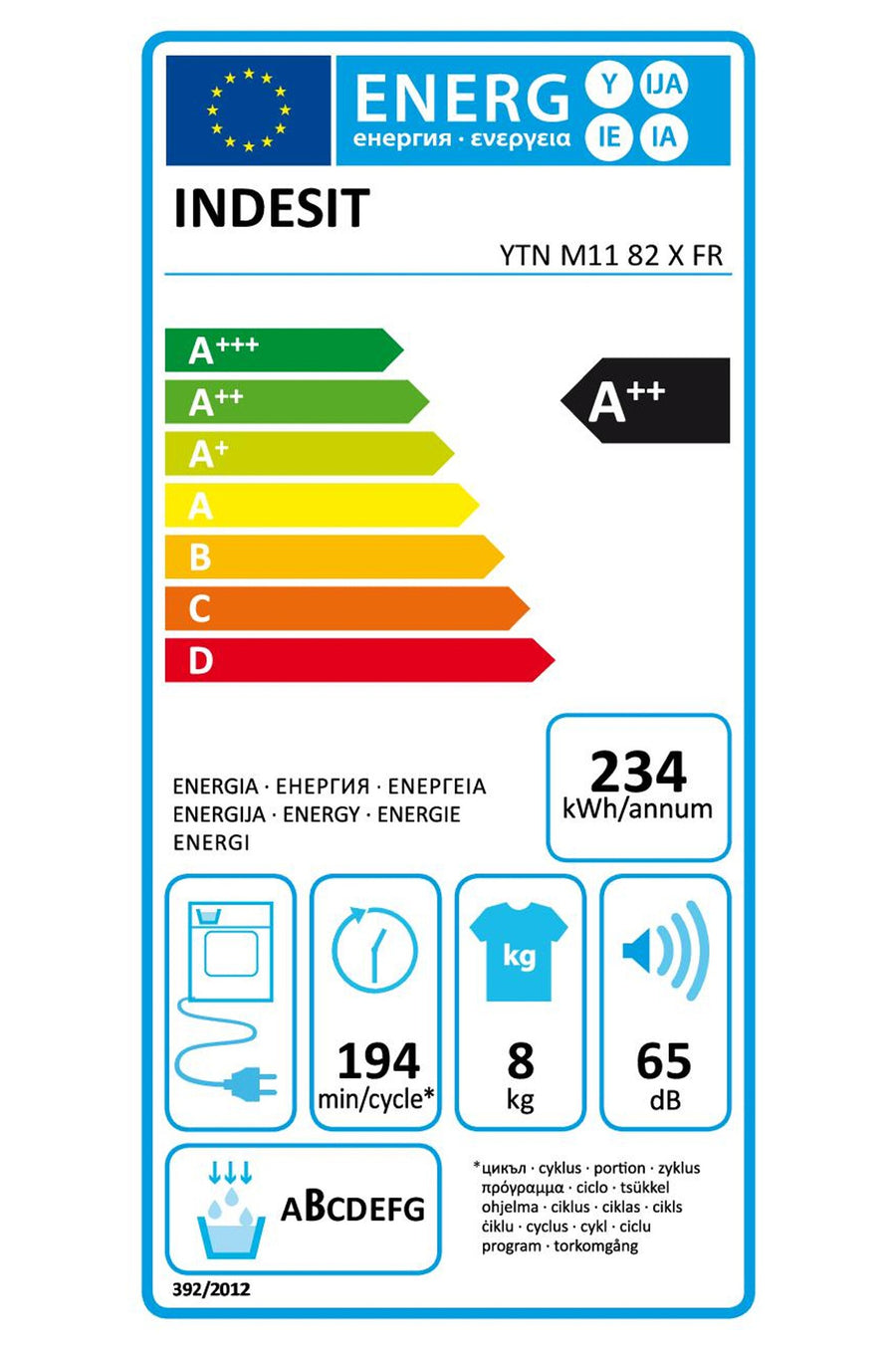 Seche-linge pompe à chaleur INDESIT YTNM1182XFR