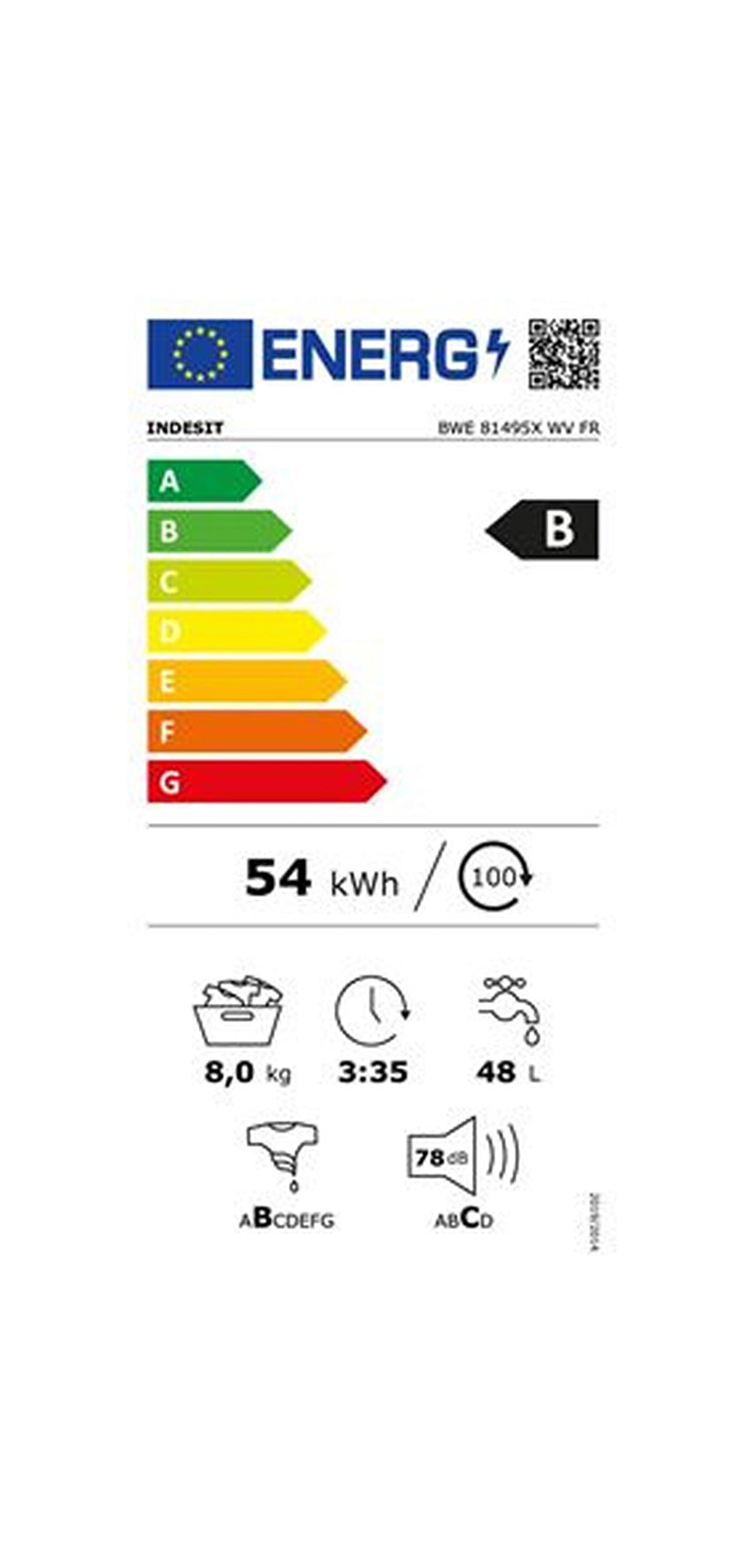Lave-linge hublot INDESIT BWE81495XWVFR