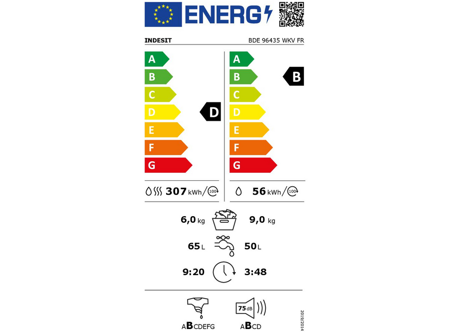 Lave-linge sechant INDESIT BDE96435WKVFR