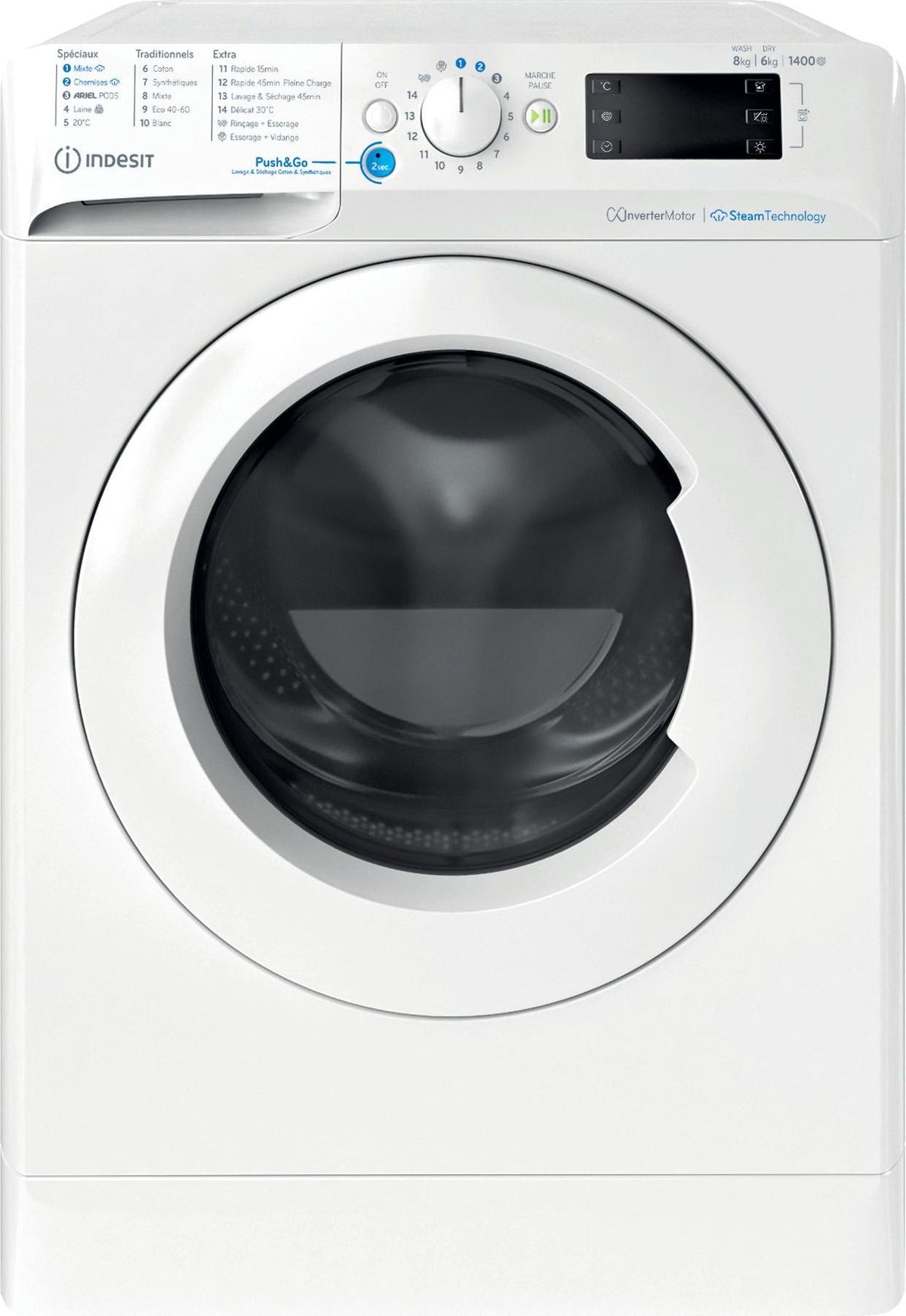Lave-linge sechant INDESIT BDE86435WVFR