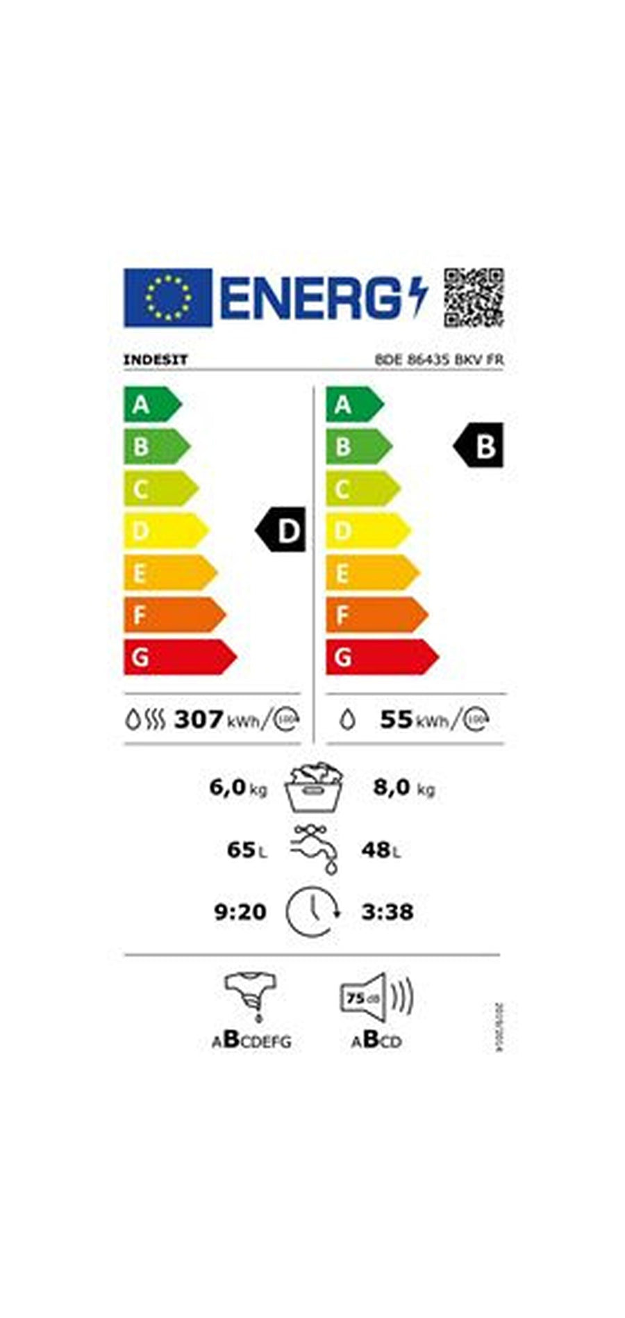 Lave-linge sechant INDESIT BDE86435BKVFR