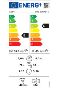Lave-linge sechant CANDY CSWS4852DWE/1-S