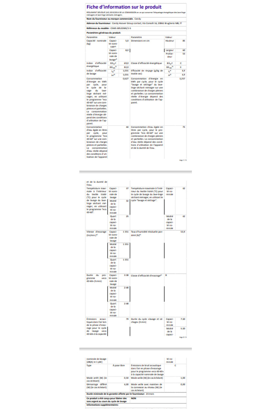 Lave-linge sechant CANDY CSWS4852DWE/1-S