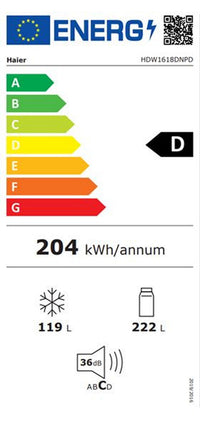 Réfrigérateur avec congélateur HAIER HDW1618DNPD