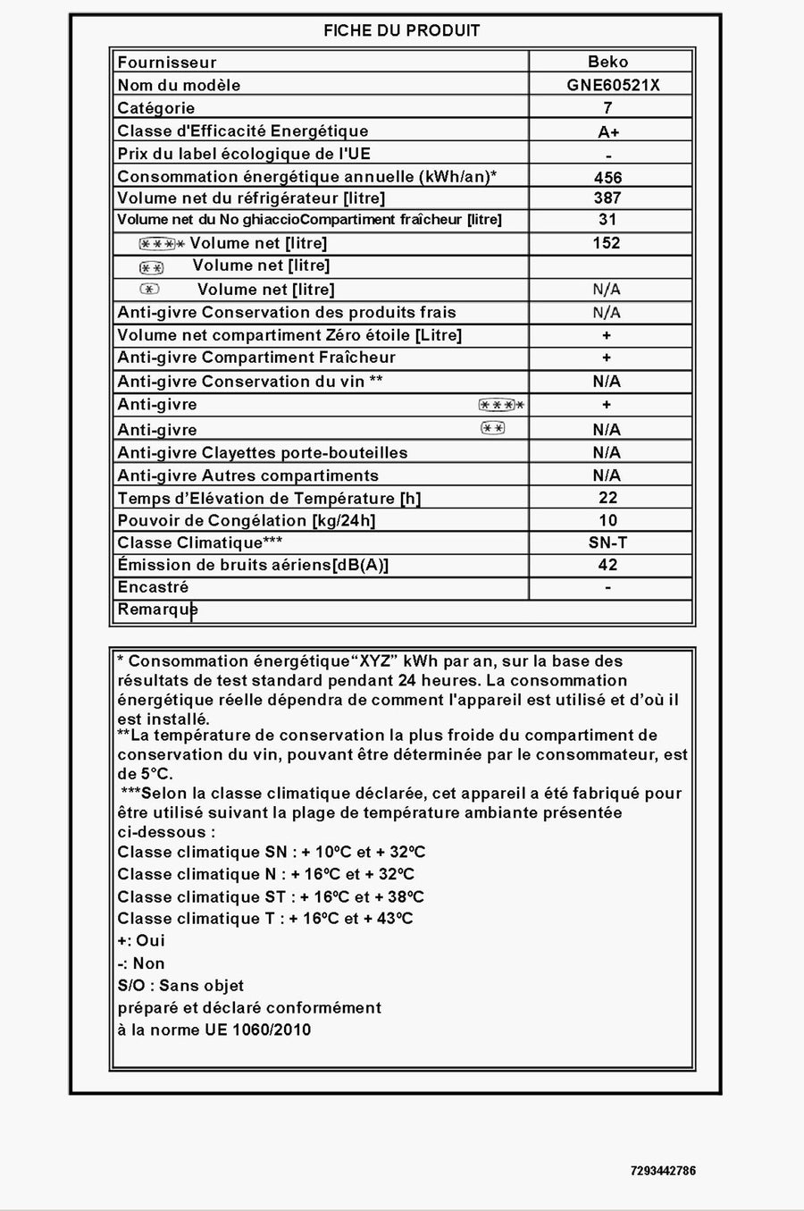 Réfrigérateur avec congélateur BEKO GNE60521X