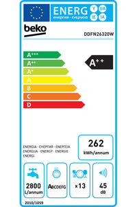 Lave-vaisselle pose libre BEKO DDFN26320W