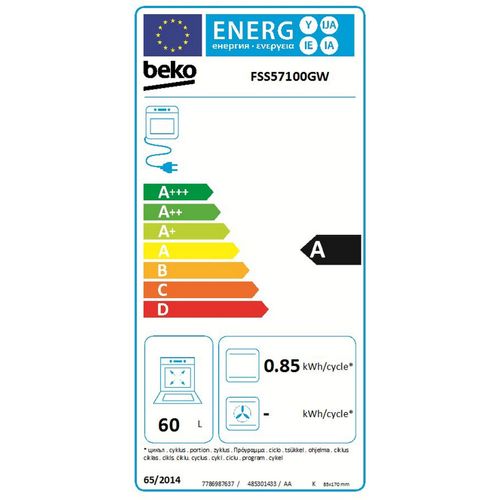 Cuisinière vitrocéramique BEKO FSS57100GW