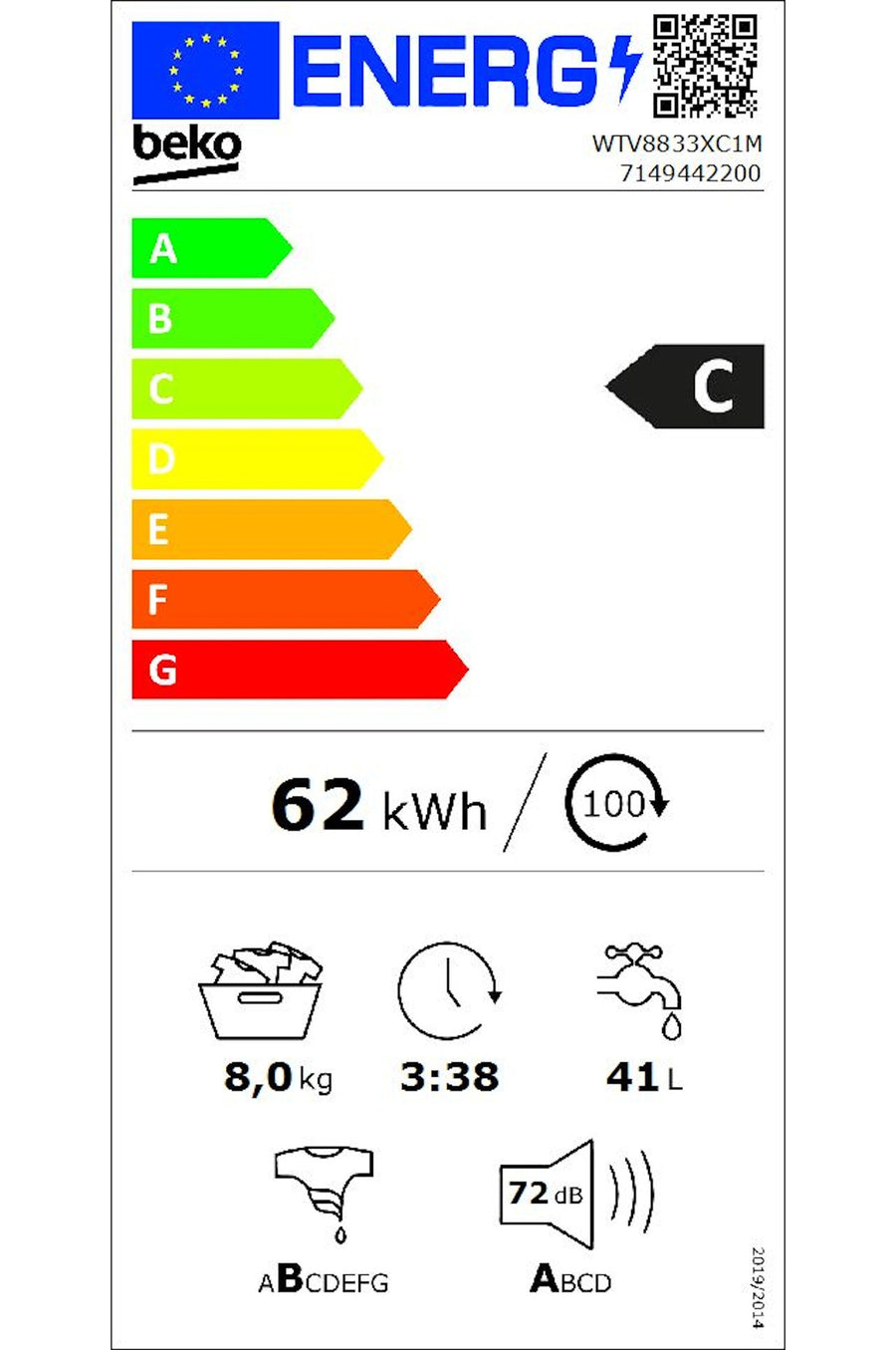 Lave-linge hublot BEKO WTV8833XC1M