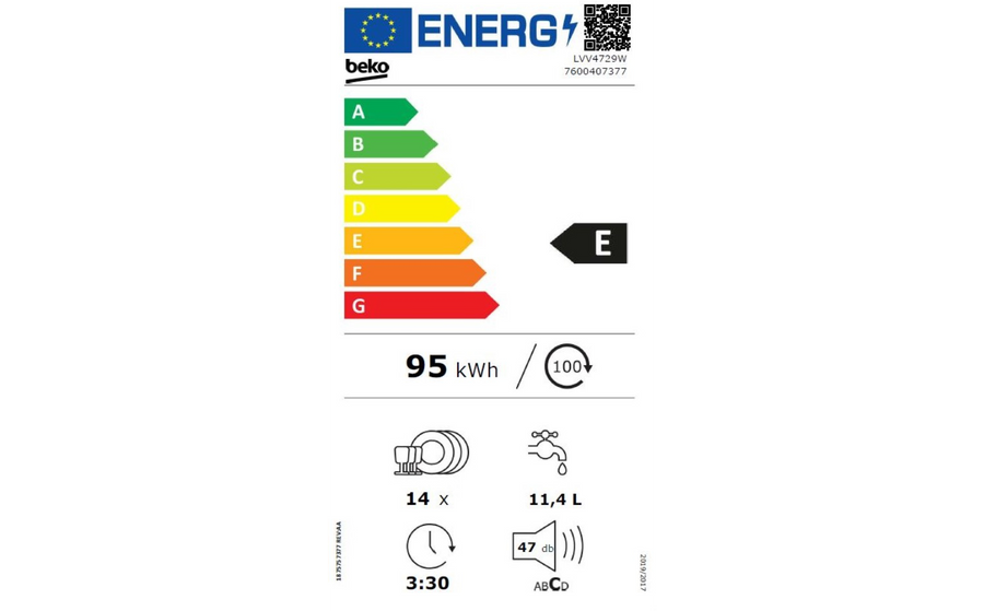Lave-vaisselle pose libre BEKO LVV4729W