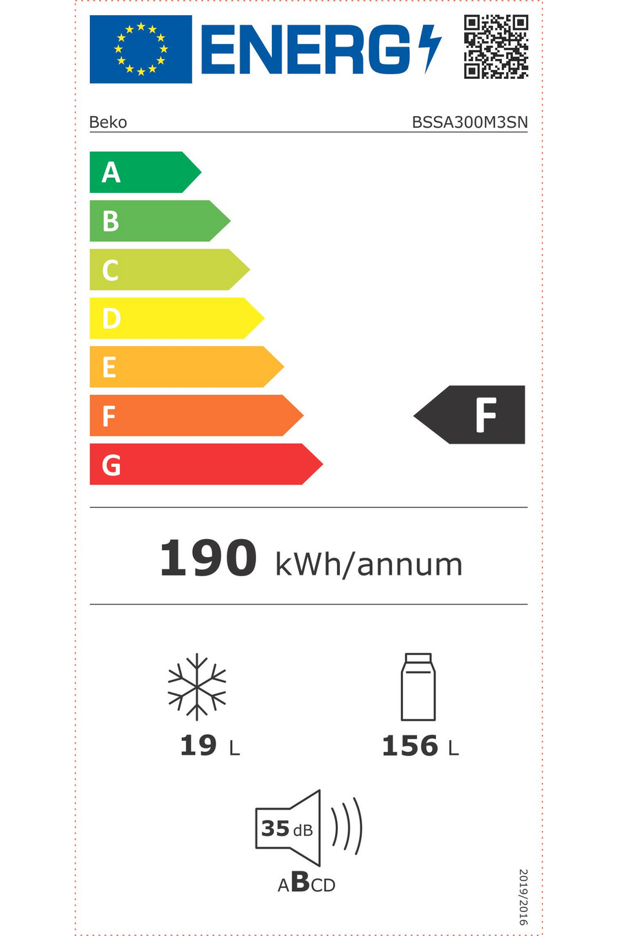 Réfrigérateur encastrable BEKO BSSA300M3SN