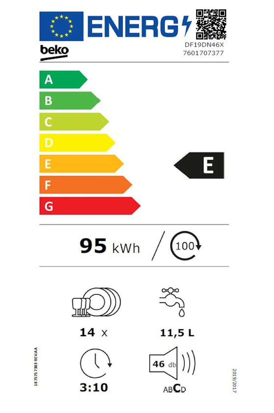 Lave-vaisselle pose libre BEKO DF19DN46X