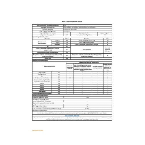 Réfrigérateur encastrable BEKO BLSA310M4SN